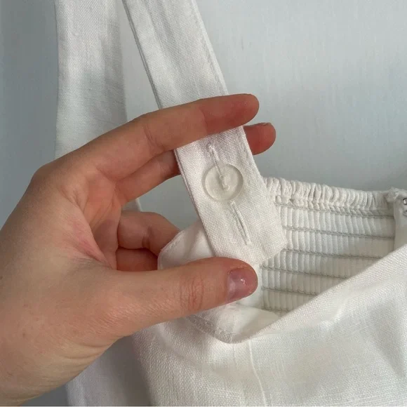 Reformation Delia Linen Dress White Bubble Skirt Square Neck Drop Waist Size 10 - Picture 8 of 12